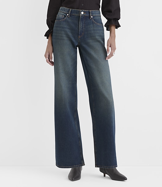 Rivete Mid Rise Wide Leg Jeans in Lune Wash