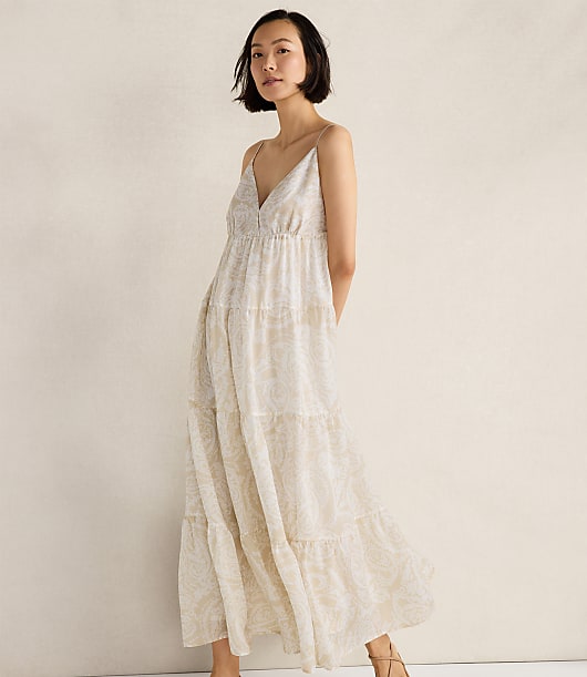 Haven Well Within Ramie Blend Paisley Tiered Maxi Dress