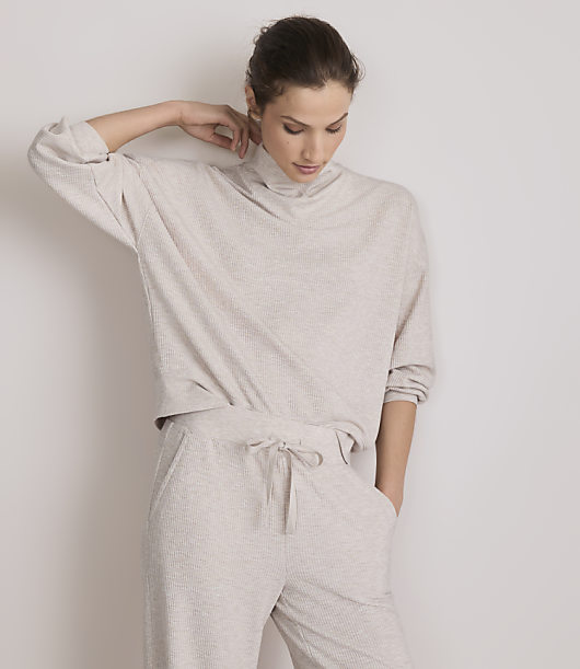Lou & Grey Heathered Upstate Waffle Mock Neck Sweatshirt