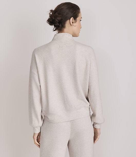 Lou & Grey Heathered Upstate Waffle Mock Neck Sweatshirt