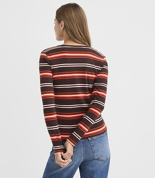Striped Ribbed V-Neck Cardigan