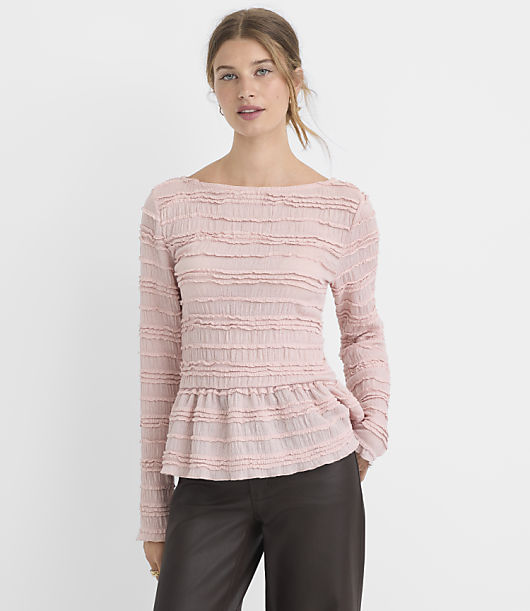 Striped Ruffle Peplum Top