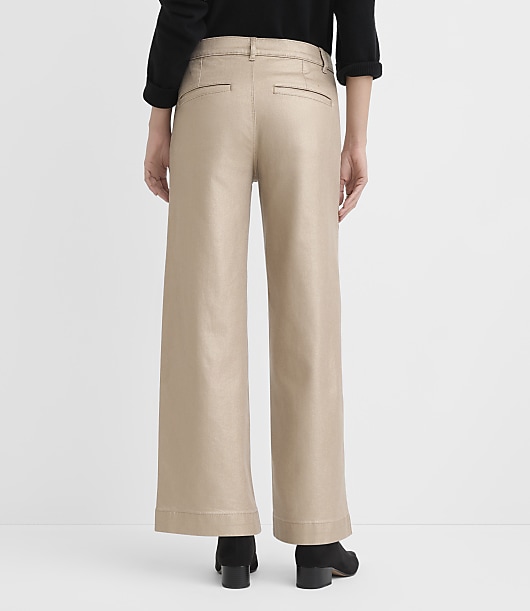 Curvy Palmer Coated Denim Wide Leg Pants in Gold