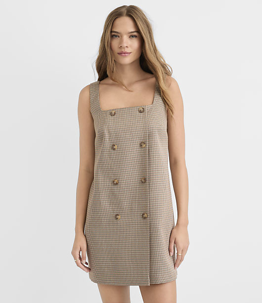Houndstooth Double Breasted Mini Dress