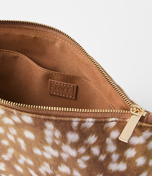 Fawn Print Velvet Zip Pouch
