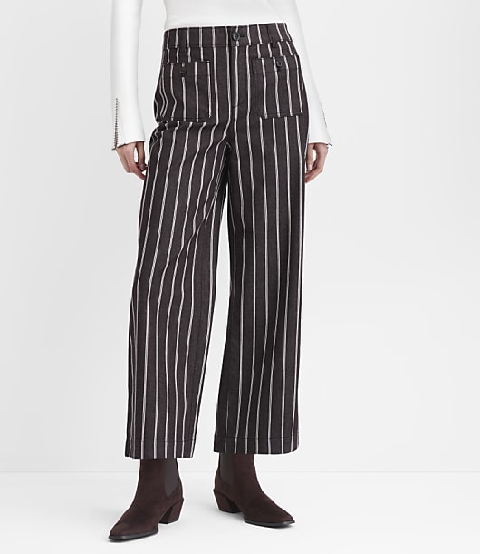 Palmer Wide Leg Crop Pants in Stripe