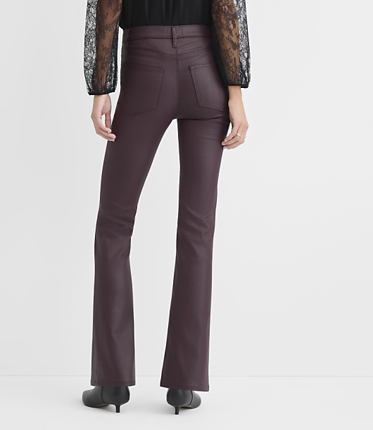Rivete Coated Mid Rise Boot Jeans in Burgundy