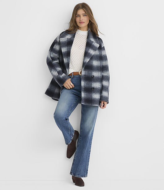 Plaid Cocoon Peacoat