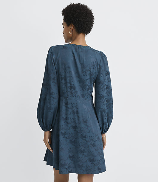 Floral Satin Jacquard Mini Wrap Dress