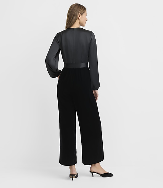 Satin & Velvet Wrap Jumpsuit