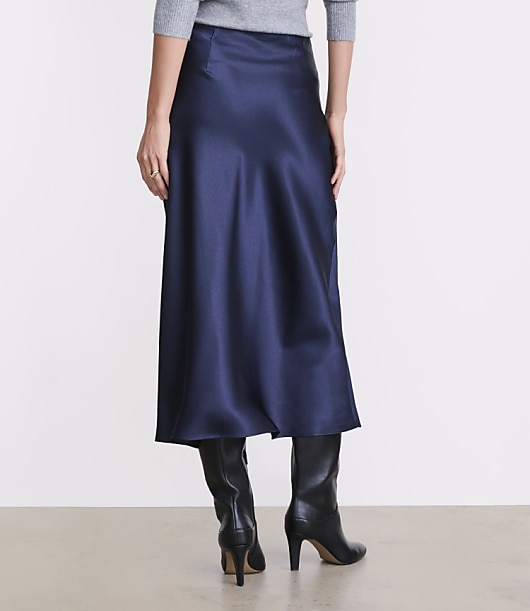 LOFT Versa Satin Bias Midi Skirt