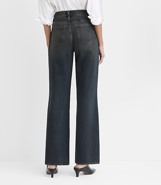 Rivete Curvy Extended Waist High Rise Wide Leg Jeans in Authentic Vintage Mid Wash