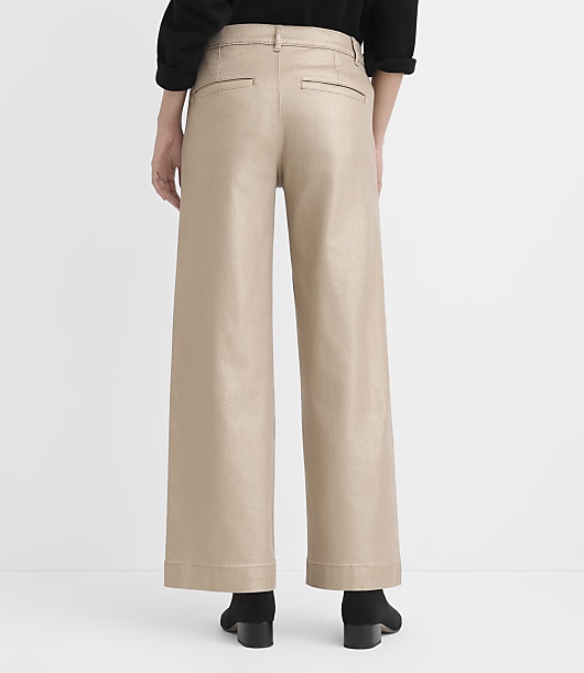 Palmer Coated Denim Wide Leg Pants in Gold