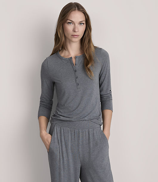 Lou & Grey Heathered Softened Modal Henley Pajama Top