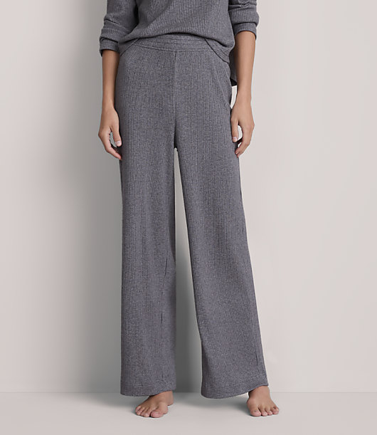 Lou & Grey Heathered Brushed Ribbed Wide Leg Pajama Pants