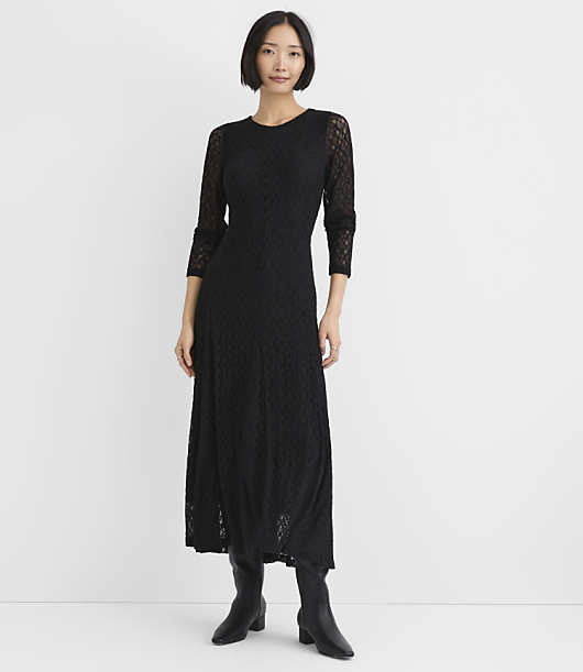 Stretch Lace Godet Maxi Dress