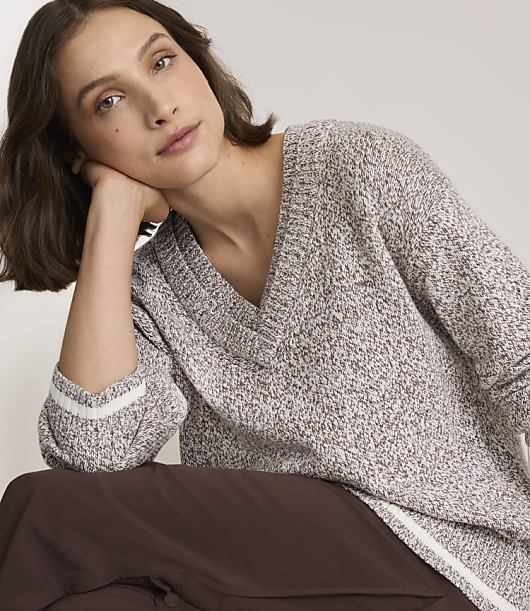 Lou & Grey Marled Double V-Neck Sweater