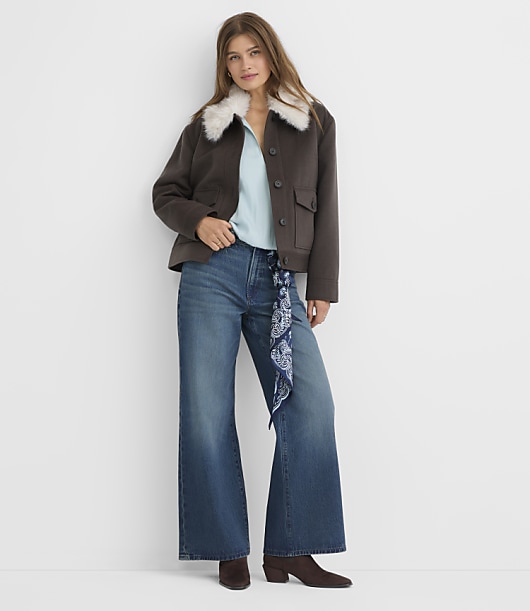 Faux Fur Collar Shirt Jacket