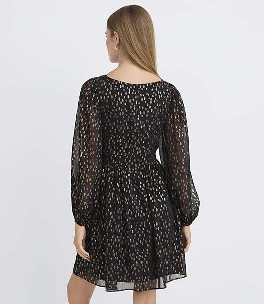 Shimmer Spotted V-Neck Mini Dress