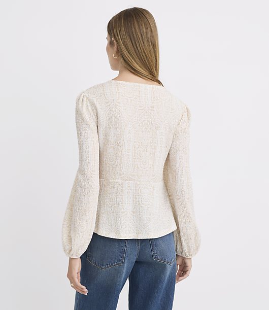 Mosaic Tie V-Neck Blouse