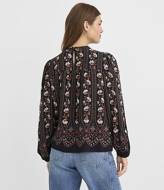 Floral Crochet Trimmed Blouse