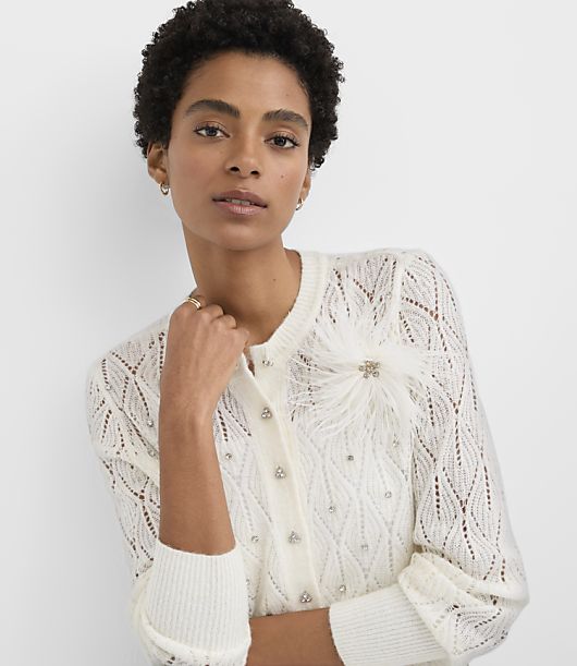 Embellished Pointelle Cardigan