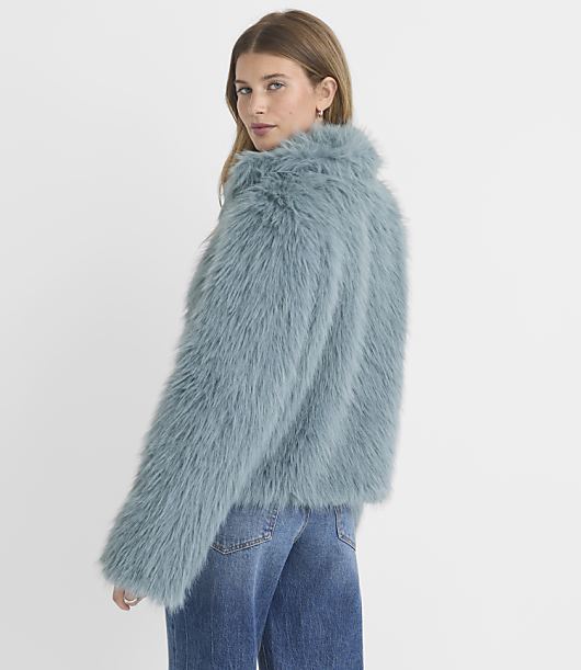 Faux Fur Funnel Neck Coat