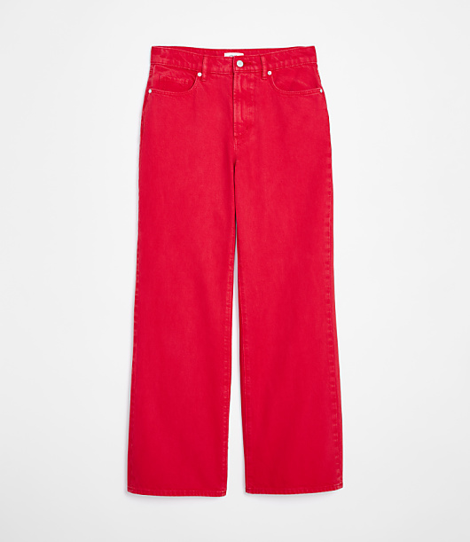 Rivete Curvy High Rise Wide Leg Jeans in Tango Red
