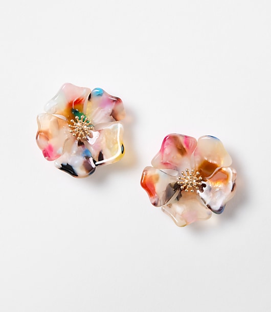 Loft Tortoiseshell Print Floral Statement Stud Earrings