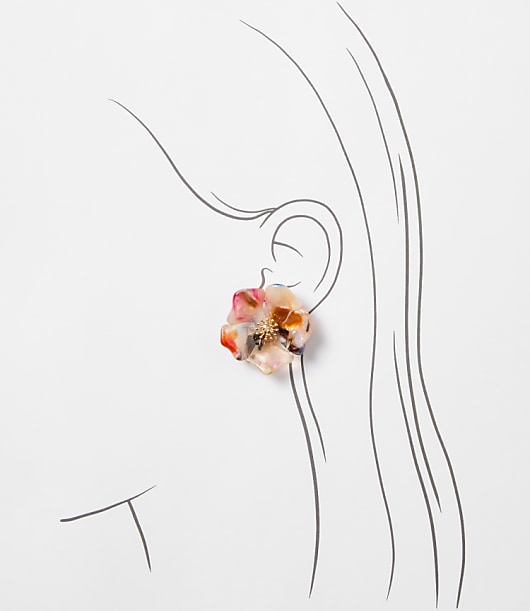 Tortoiseshell Print Floral Statement Stud Earrings