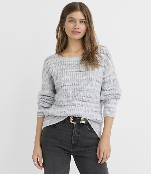 Shimmer Ribbed Boatneck Wedge Sweater