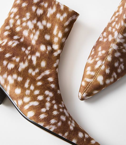 Fawn Print Straight Ankle Boots
