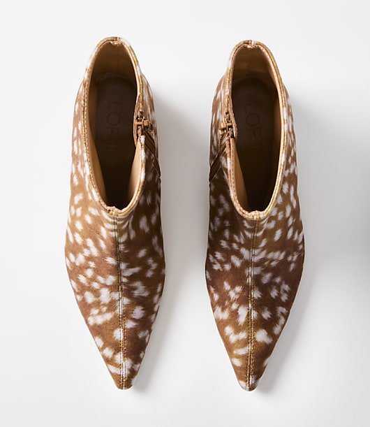 Fawn Print Straight Ankle Boots