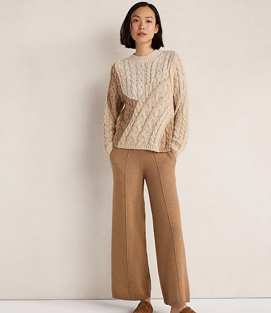 Haven Well Within Cotton Blend Patchwork Cableknit Sweater