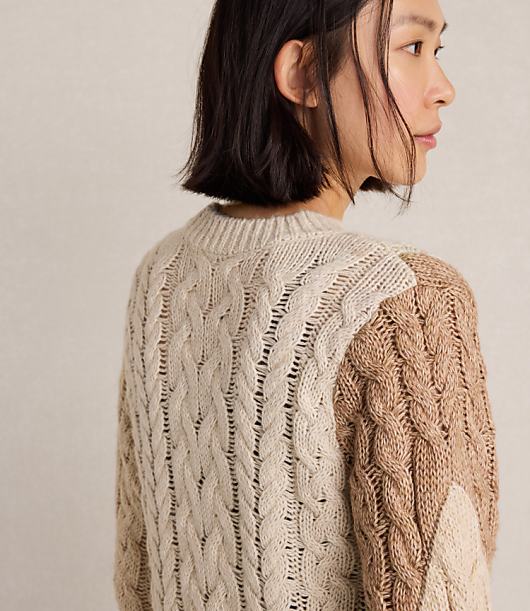 Haven Well Within Cotton Blend Patchwork Cableknit Sweater