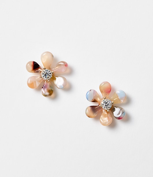 Loft Tortoiseshell Print Floral Sparkle Stud Earrings