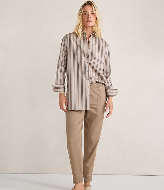 Haven Well Within The Longer Length Daily Shirt in Organic Cotton Poplin Modern Stripe
