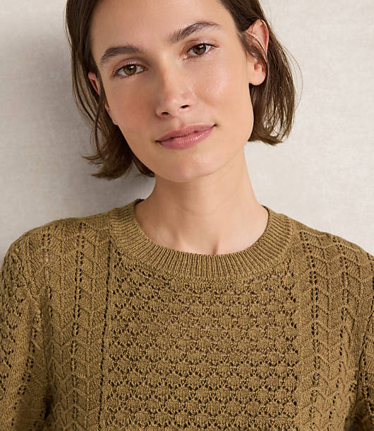 Haven Well Within Organic Cotton Linen Pointelle Short Sleeve Sweater