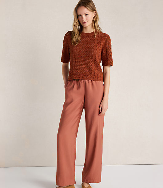 Haven Well Within Organic Cotton Linen Pointelle Short Sleeve Sweater