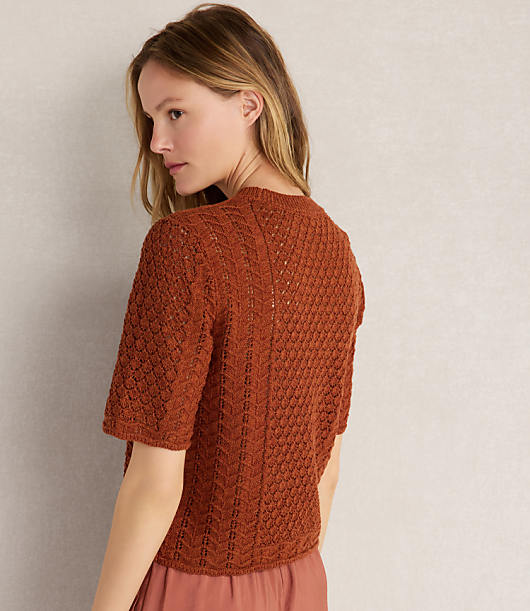 Haven Well Within Organic Cotton Linen Pointelle Short Sleeve Sweater