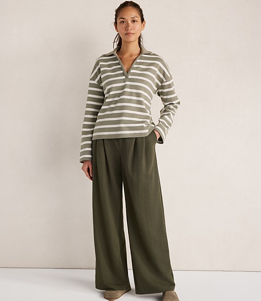 Haven Well Within Garment-Dyed Organic Cotton Jersey Johnny Collar Top