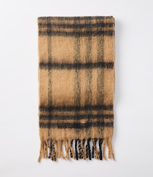 Fluffy Plaid Scarf