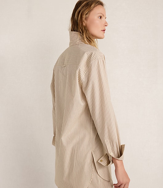 Haven Well Within The Longer Length Daily Shirt in Organic Cotton Poplin Baton Stripe