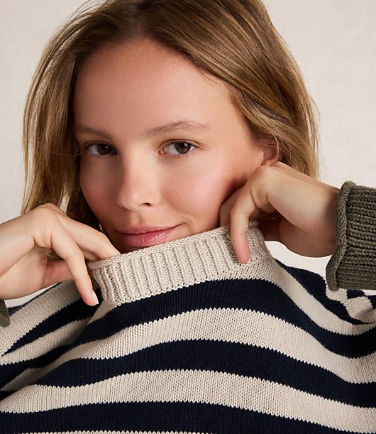 Haven Well Within Organic Cotton Heritage Striped Roll Neck Sweater
