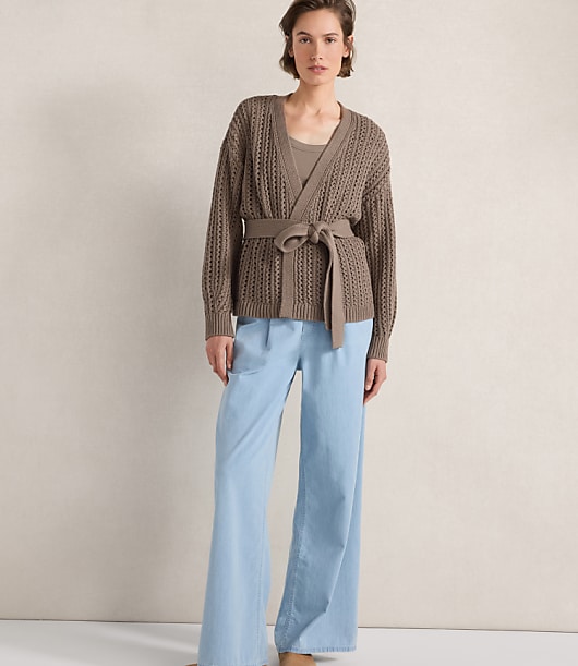 Haven Well Within Textured Cotton Blend Belted Cardigan