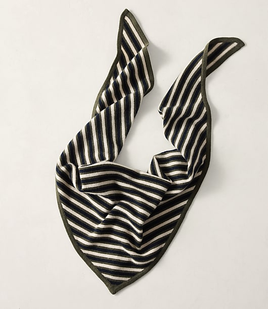 Loft Haven Well Within Wool and Cashmere Striped Triangle Scarf