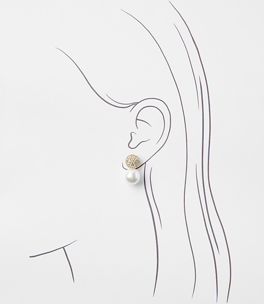 Double Pearlized Sparkle Stud Earrings