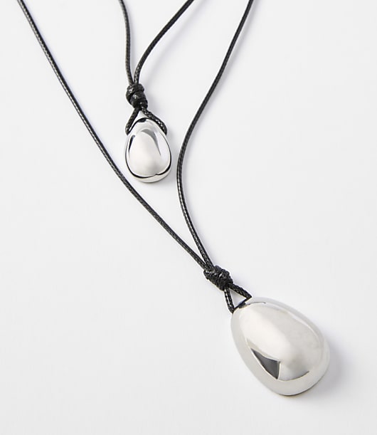 Metallic Drop Layered Cord Necklace