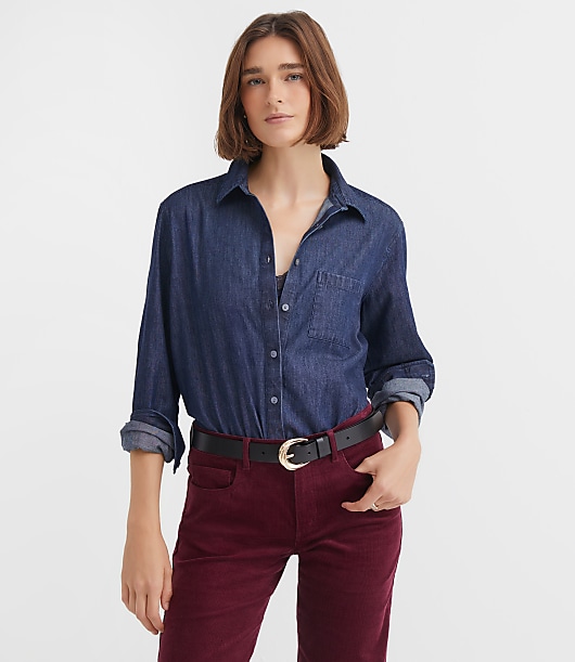 Petite Chambray Everyday Relaxed Pocket Shirt