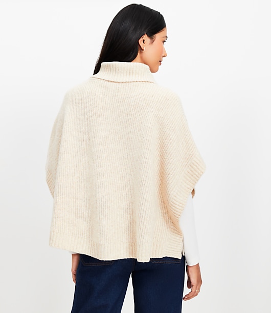 Button Turtleneck Poncho - Oat